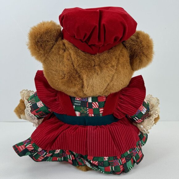 Vintage 1994 Kmart Teddy Bear Lane Christmas Bear In Holiday Dress Hat Bow 18" - Picture 5 of 13